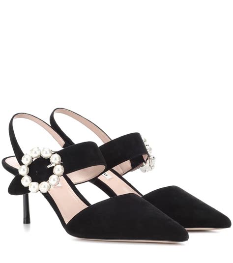 miu miu slingback black suede